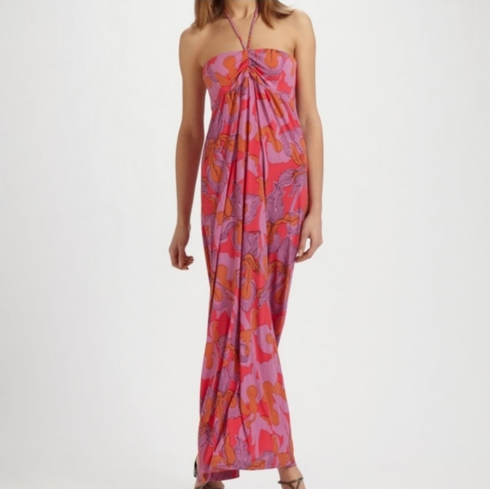 Tibi Iris Ikat Tulip Halter Maxi Dress